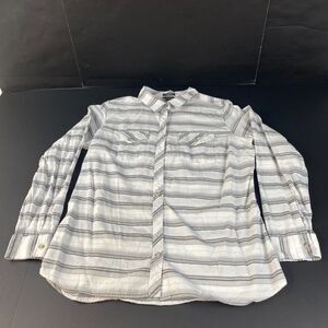 Eddie Bauer Shirt‎ Women's XLarge Gray/white  Classic Fit Long Sleeve Cotton